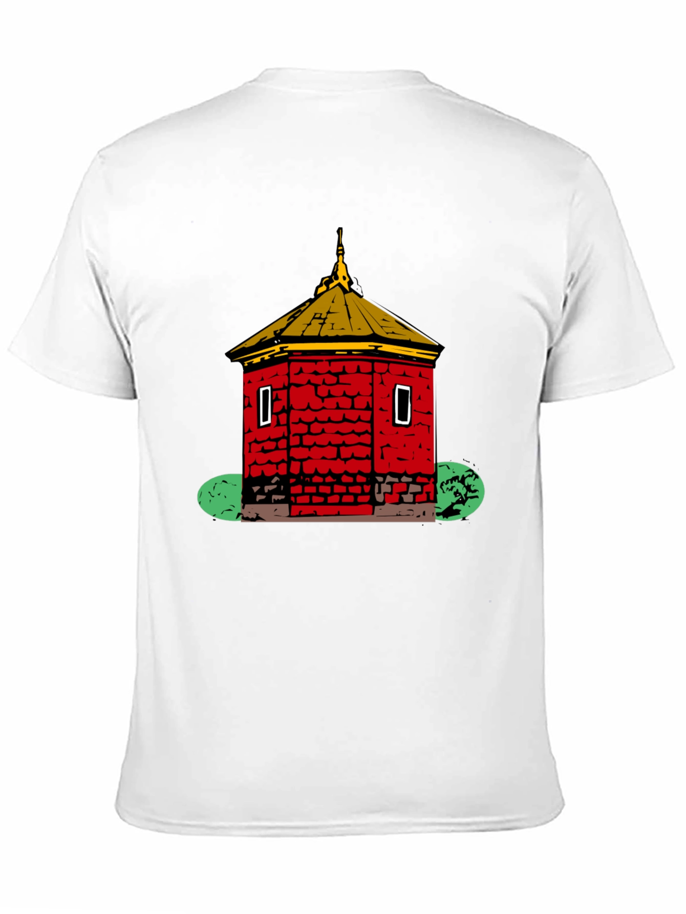 Black Red Brick Building Graphic Black T-Shirt view 11