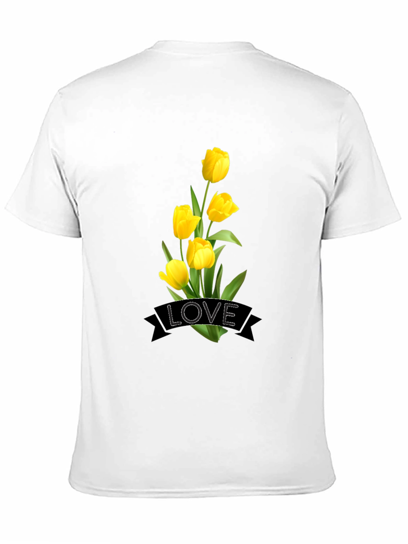 Black Love Tulips Graphic Black T-Shirt view 11