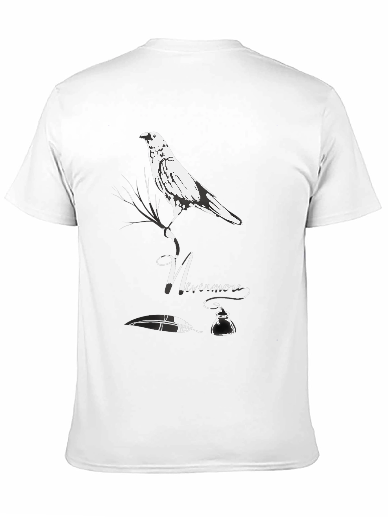 Black Nevermore Raven Graphic Tee - Edgar Allan Poe T-Shirt view 11