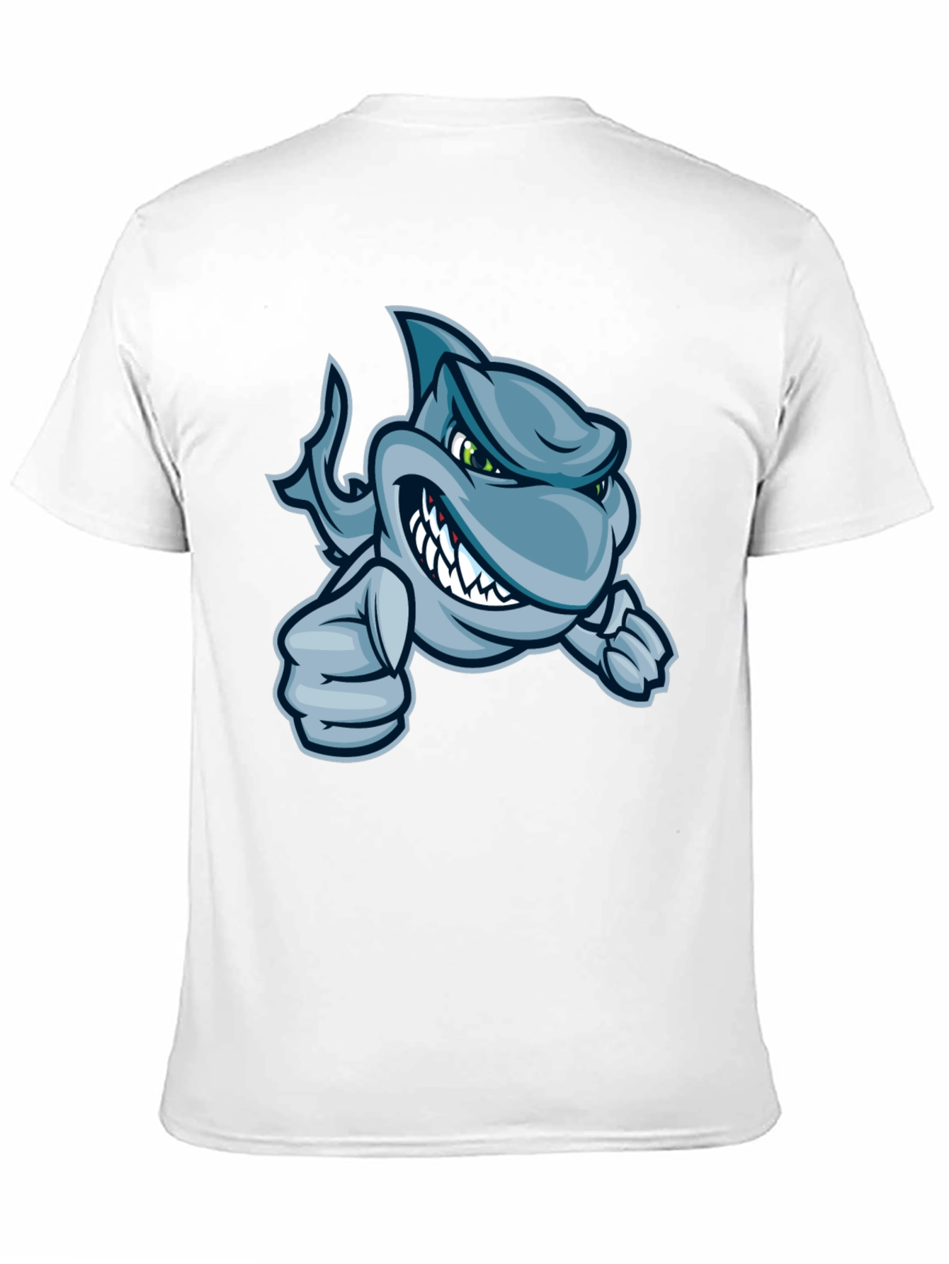 Black Cool Cartoon Shark Graphic T-Shirt view 11