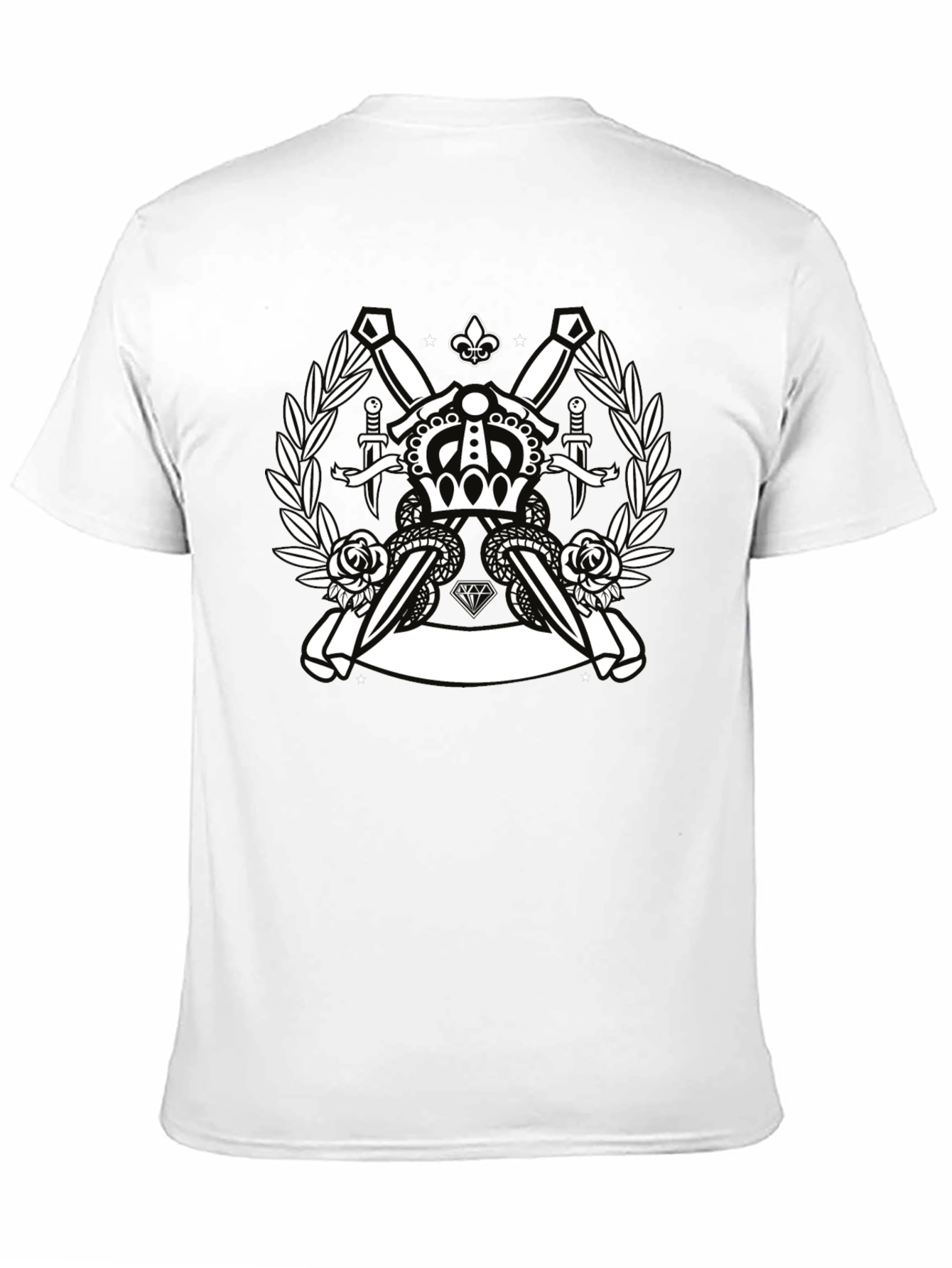 Black Crown & Swords Black Graphic T-Shirt view 11