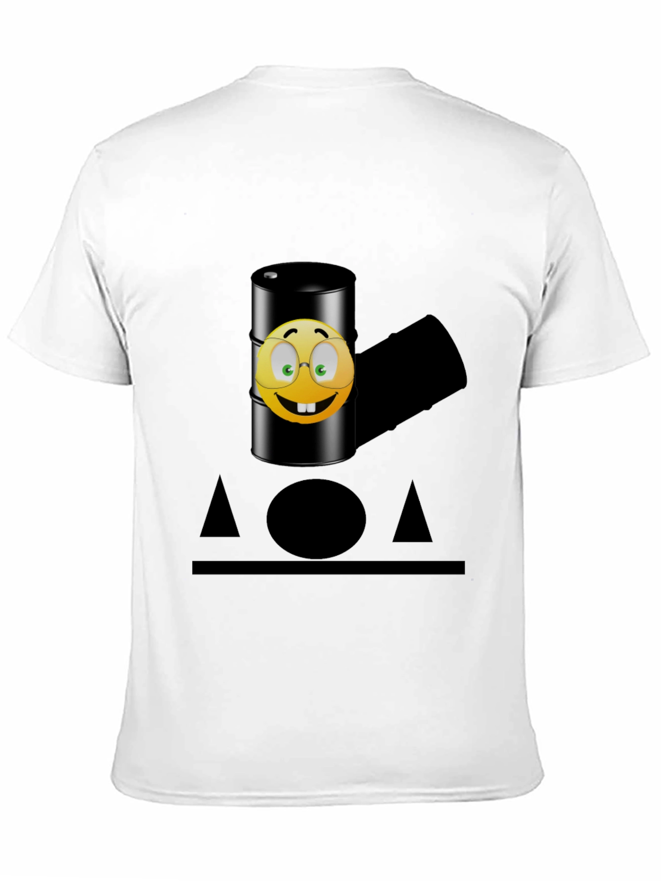 Black Humorous Emoji Oil Barrel T-Shirt - Black view 11