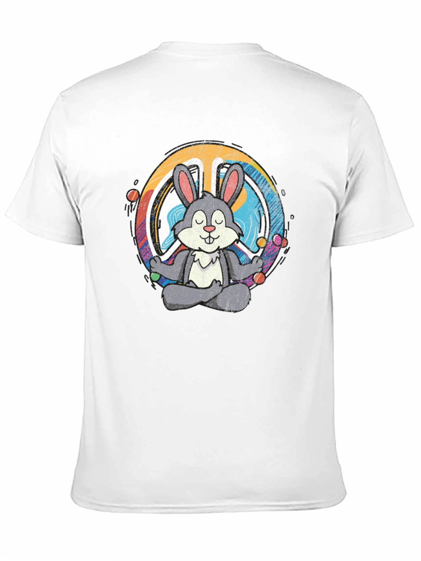 Black Peace Bunny T-Shirt - Meditating Hare Design view 11