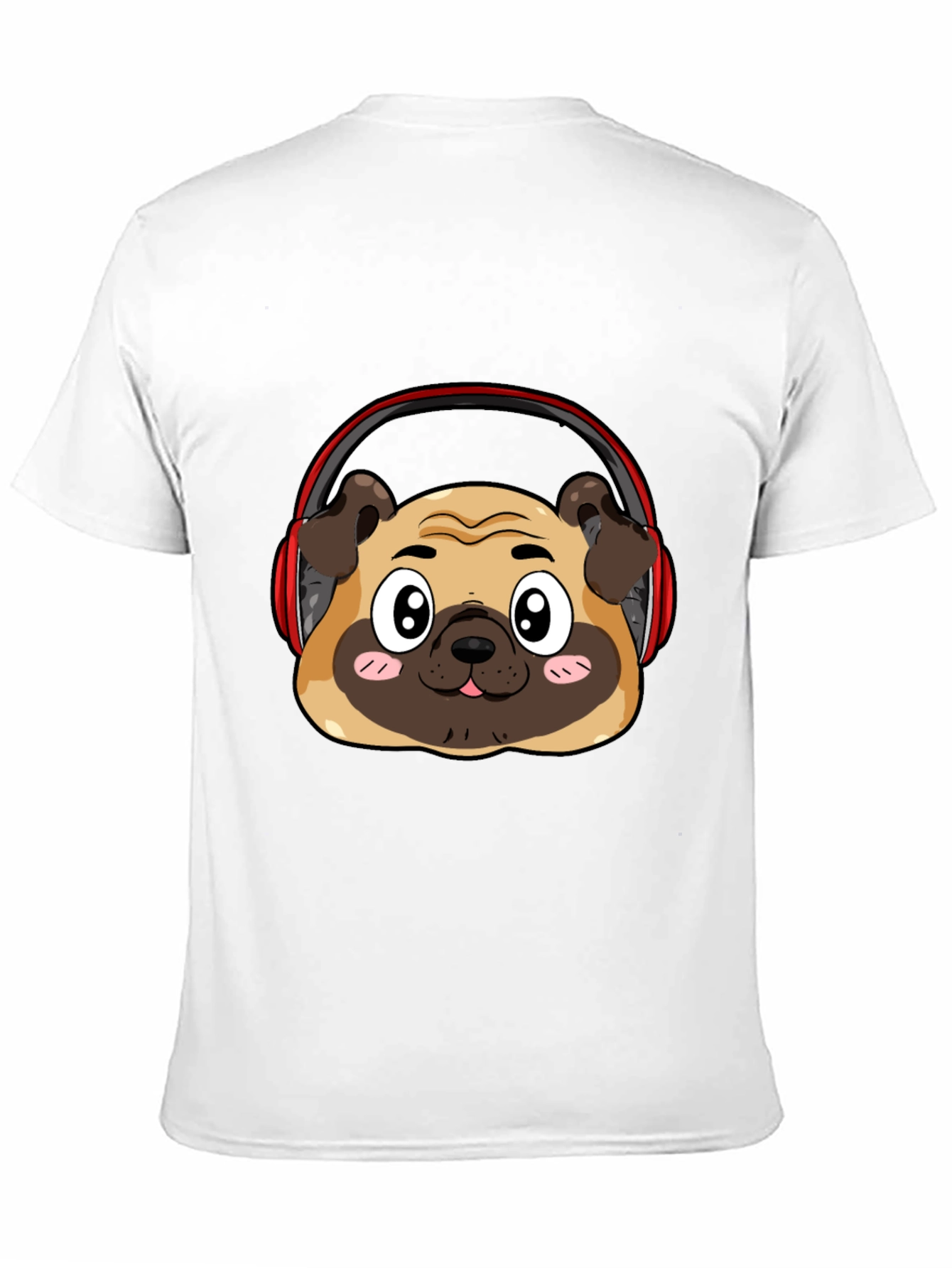 Black Pug Headphone Graphic Black T-Shirt view 11