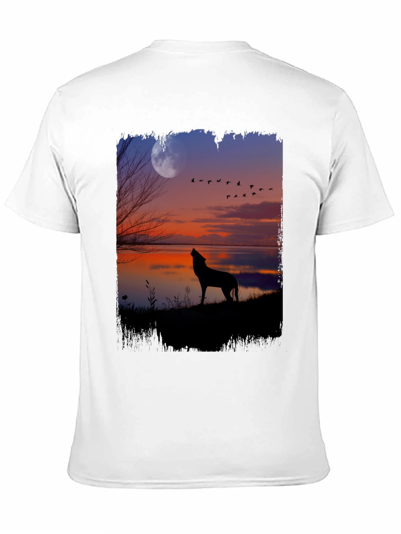 Black Wolf Howling at Moon Graphic Tee - Black view 11