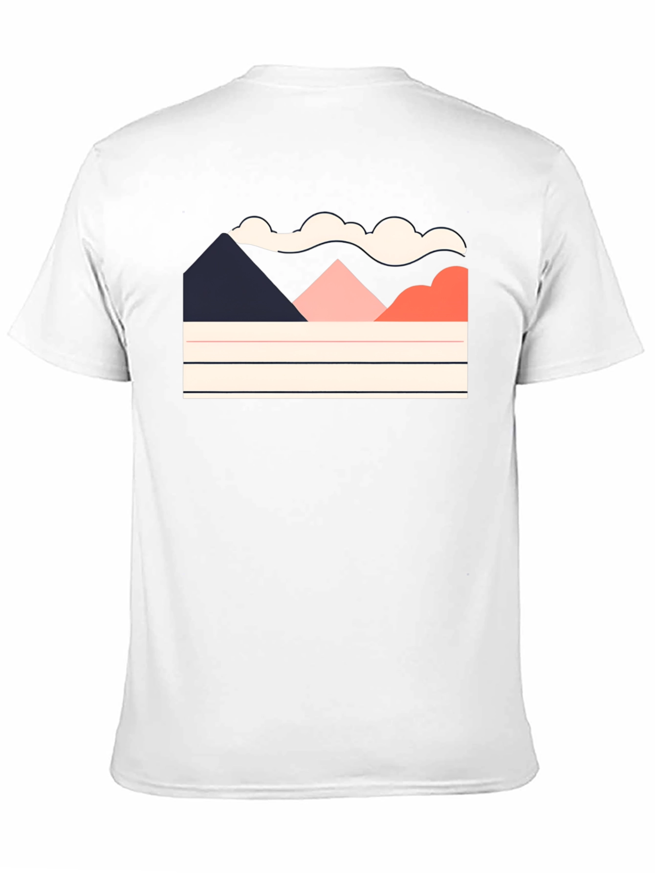 Black Geometric Mountain Scene Black Tee view 11