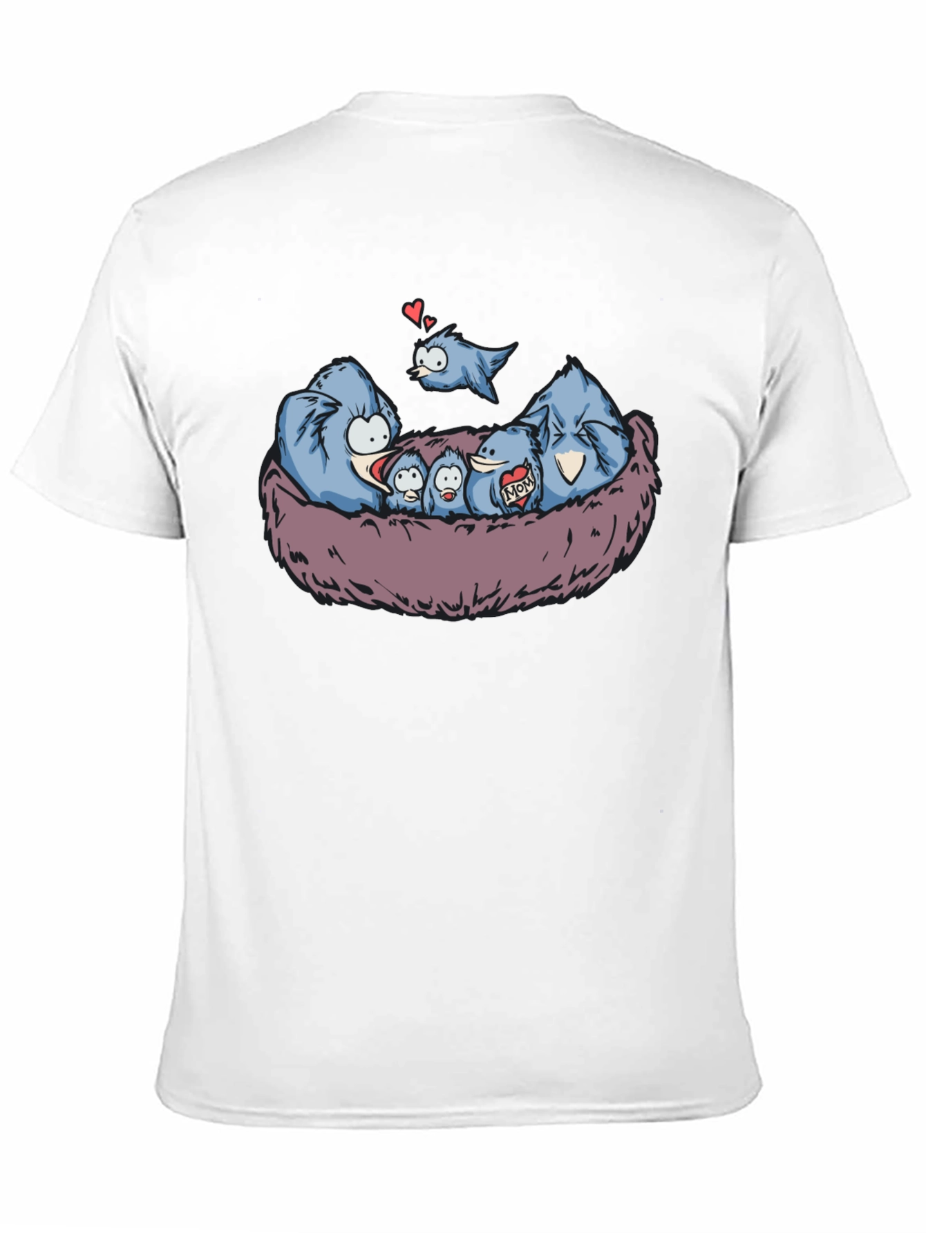 Black Cute Birds Family Nest T-Shirt view 11