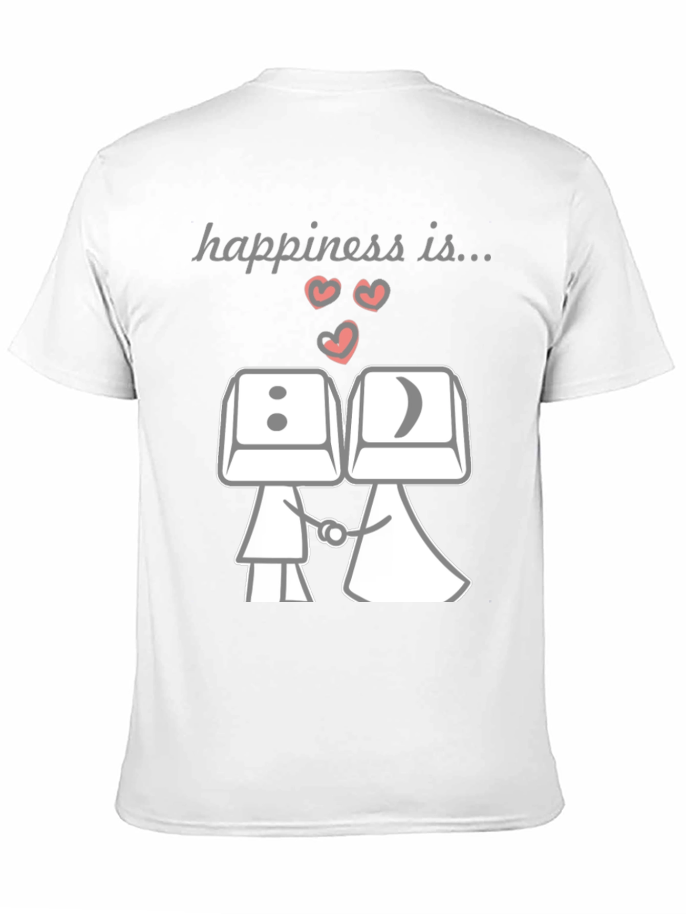 Black Happiness Is...Keyboard Key Couple T-Shirt view 11
