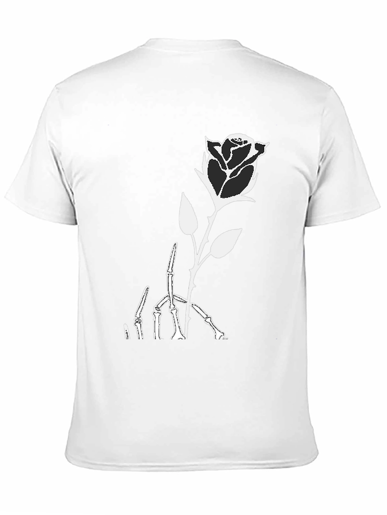 Black Rose Skeleton Graphic Print Black T-Shirt view 11