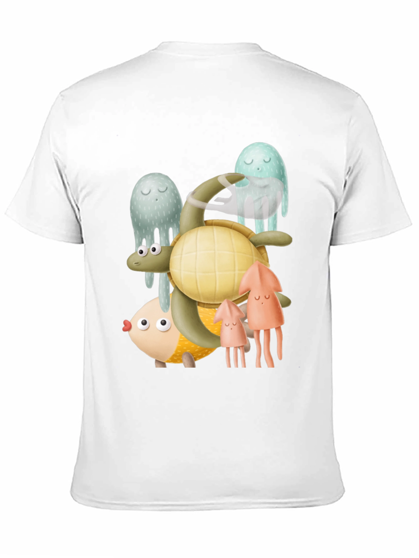 Black Sea Life Graphic Tee - Black Cotton T-Shirt view 11