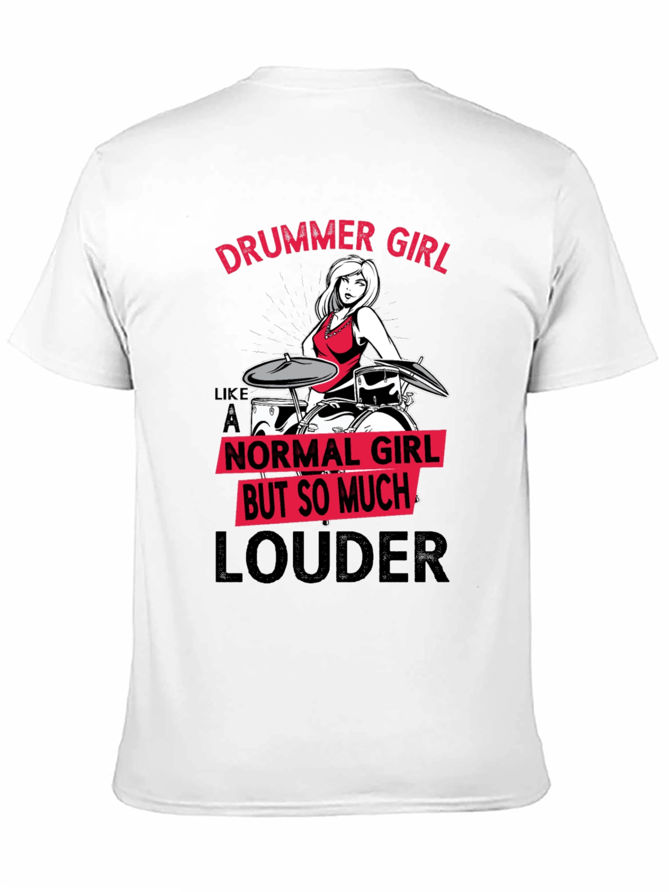 Black Drummer Girl T-Shirt - Funny Music Lover Tee view 11