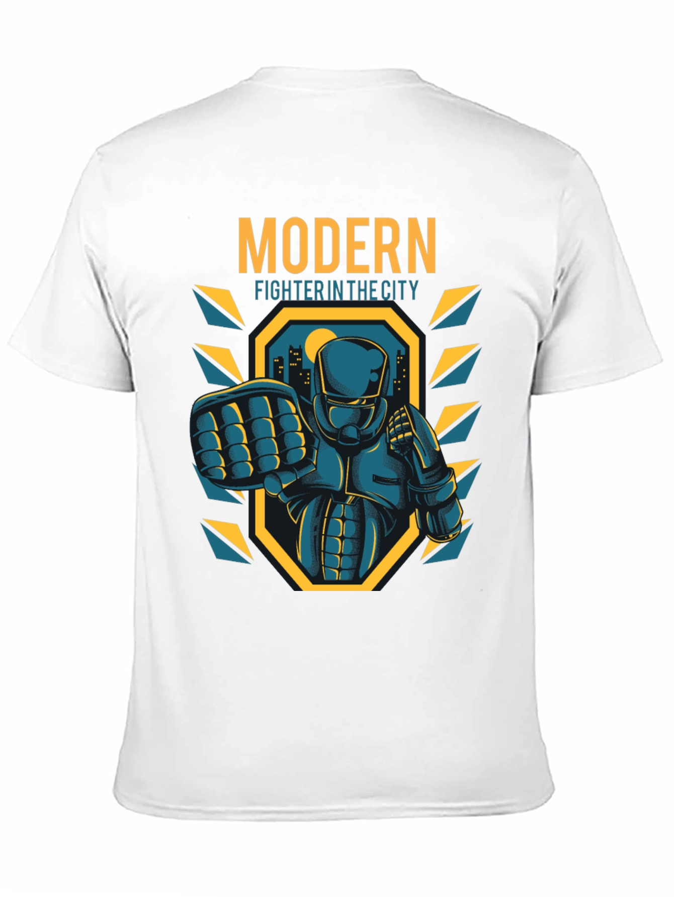 Black Modern Fighter City T-Shirt - Cool Graphic Tee view 11