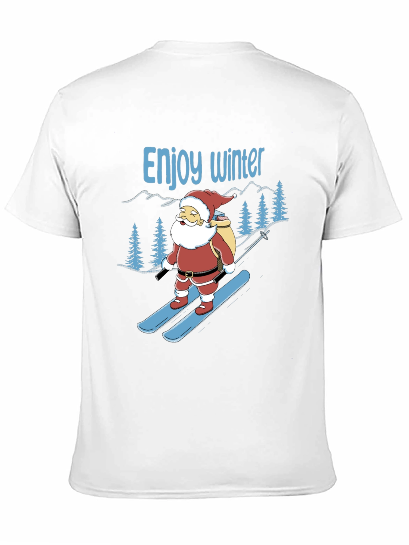 Black Enjoy Winter Santa Skiing Graphic Tee view 11
