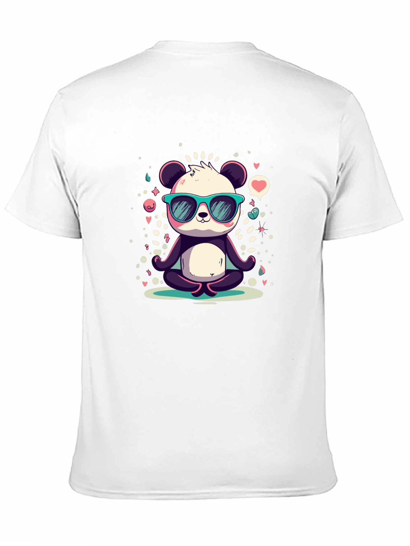 Black Cool Panda Meditating T-Shirt view 11