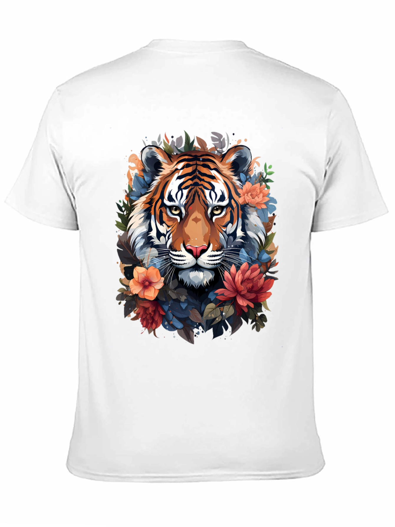 Black Floral Tiger Graphic Tee - Stylish Men's Black T-Shirt view 11