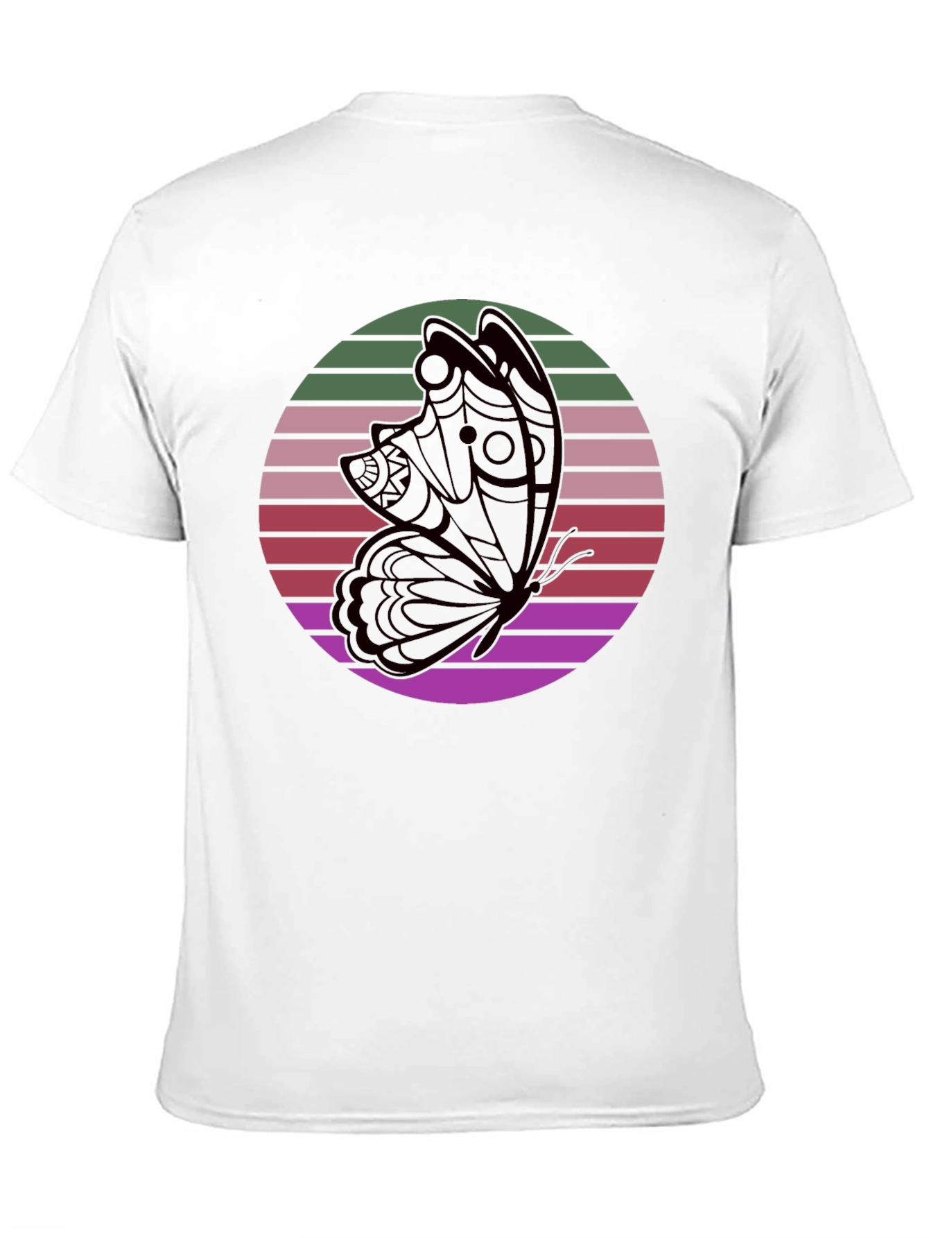 Black Retro Butterfly Black T-Shirt view 11