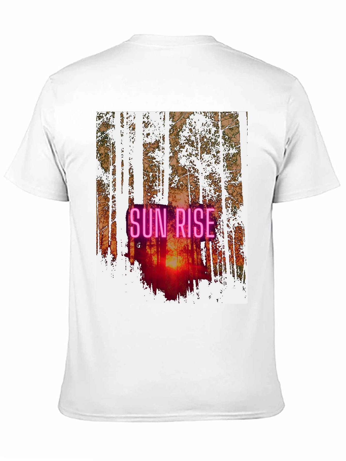 Black Sunrise Forest Graphic Tee - Nature Inspired Black T-Shirt view 11
