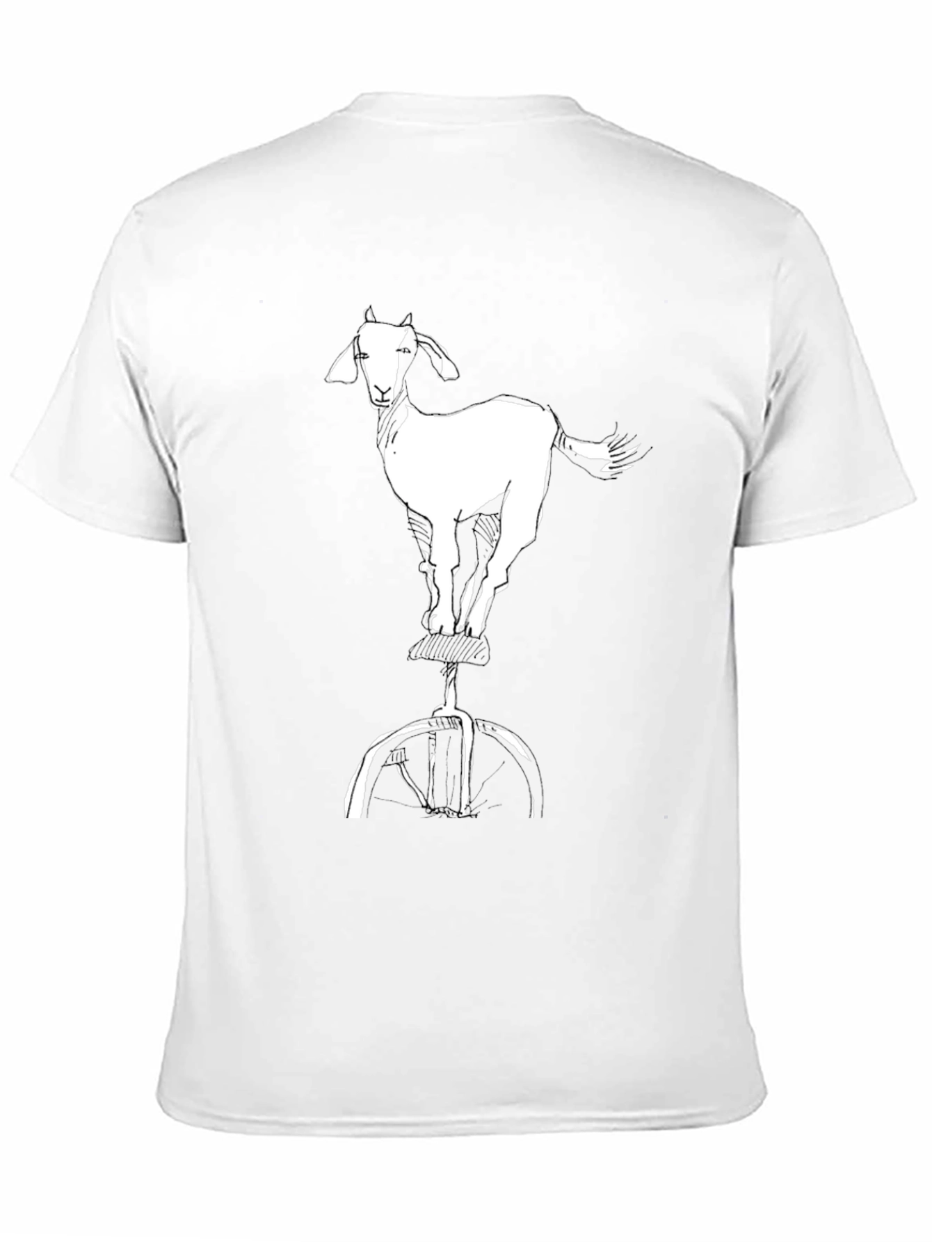Black Goat on Unicycle Graphic Tee - Cool Casual Black T-Shirt view 11