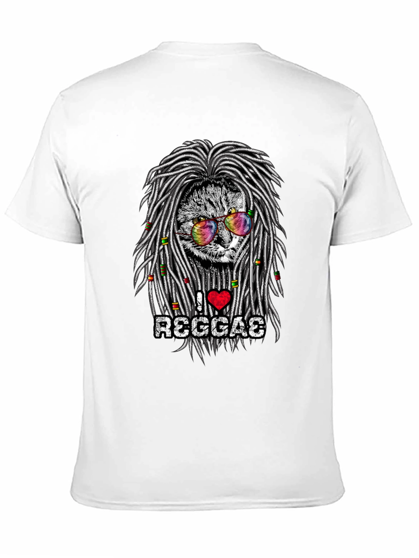 Black I Love Reggae Cat Graphic T-Shirt view 11