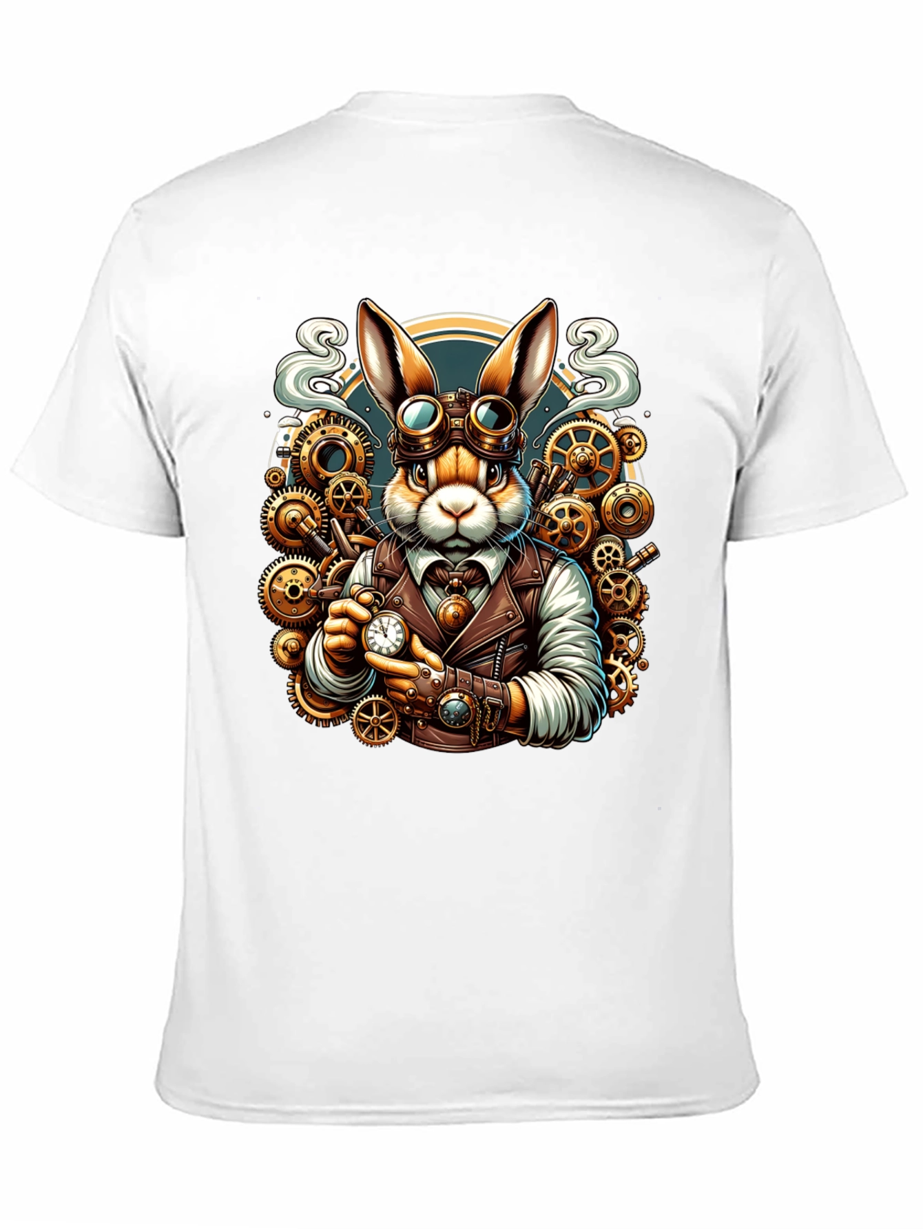 Black Steampunk Rabbit T-Shirt - Unique Design view 11