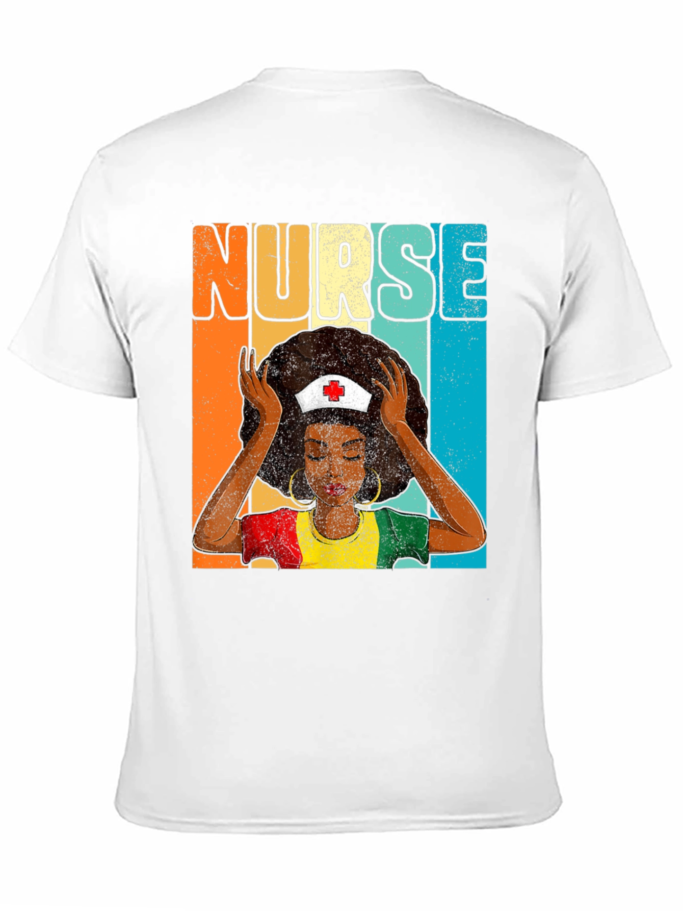 Black Retro Nurse Graphic Tee - Black Cotton T-Shirt view 11