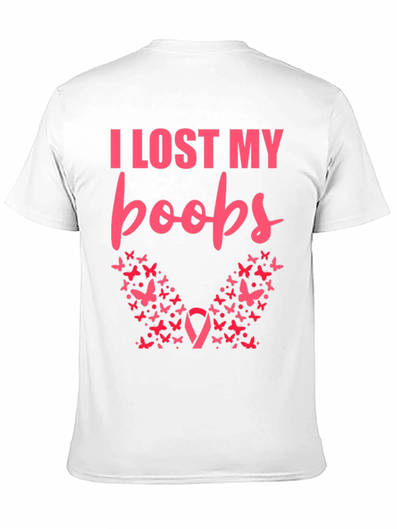 Black I Lost My Boobs Butterfly T-Shirt view 11