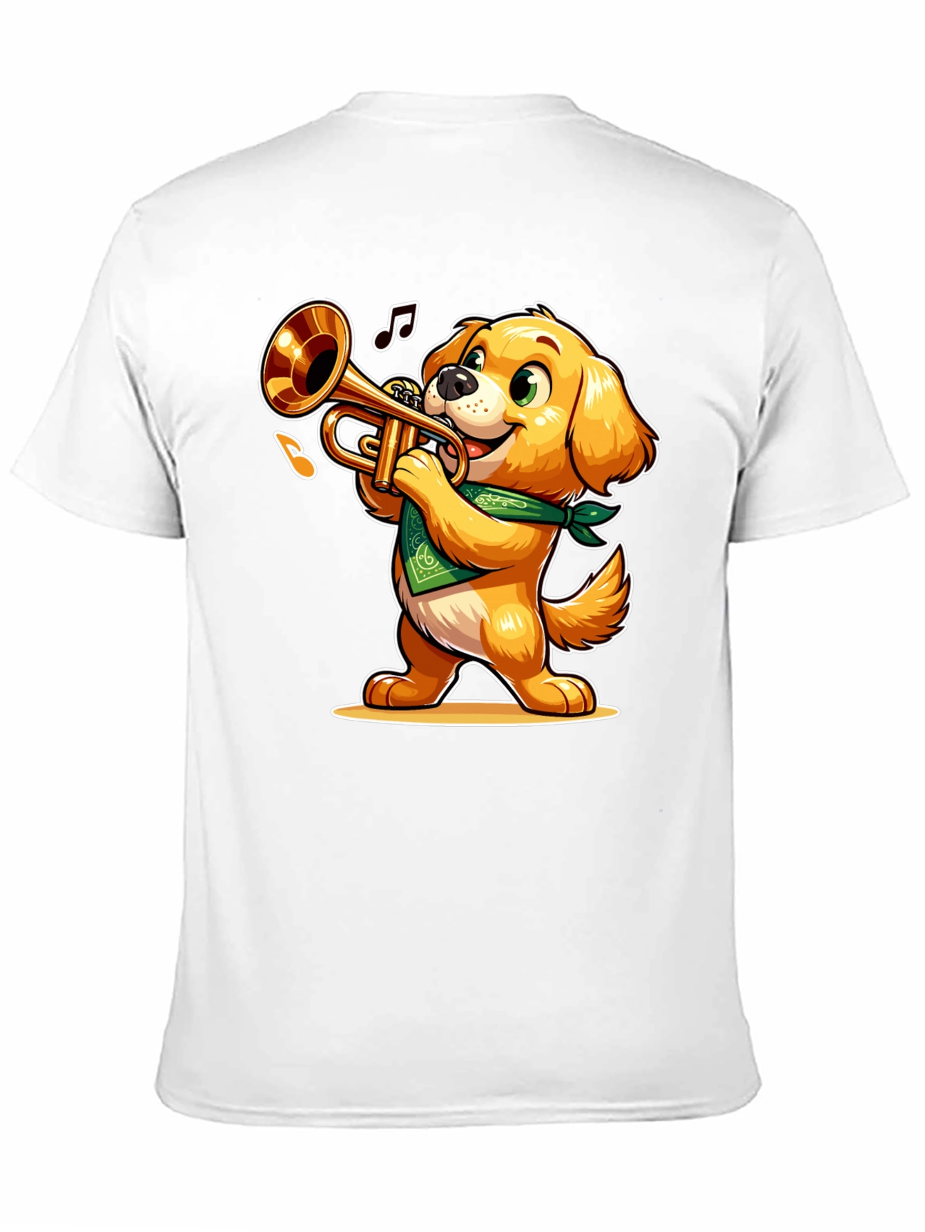 Black Dog Playing Trumpet T-Shirt - Fun Cartoon Design view 11