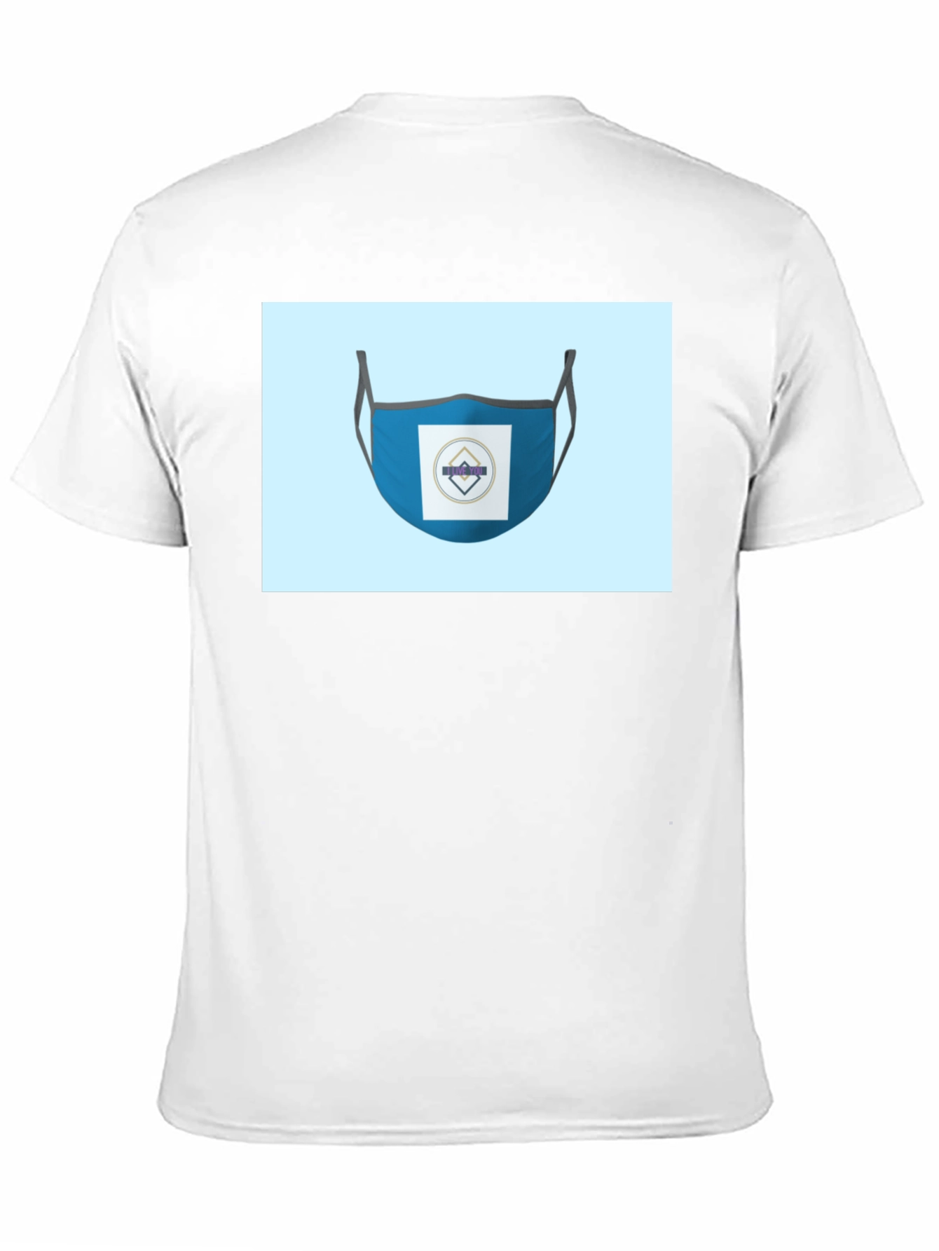 Black Stylish Blue Face Mask T-Shirt view 11