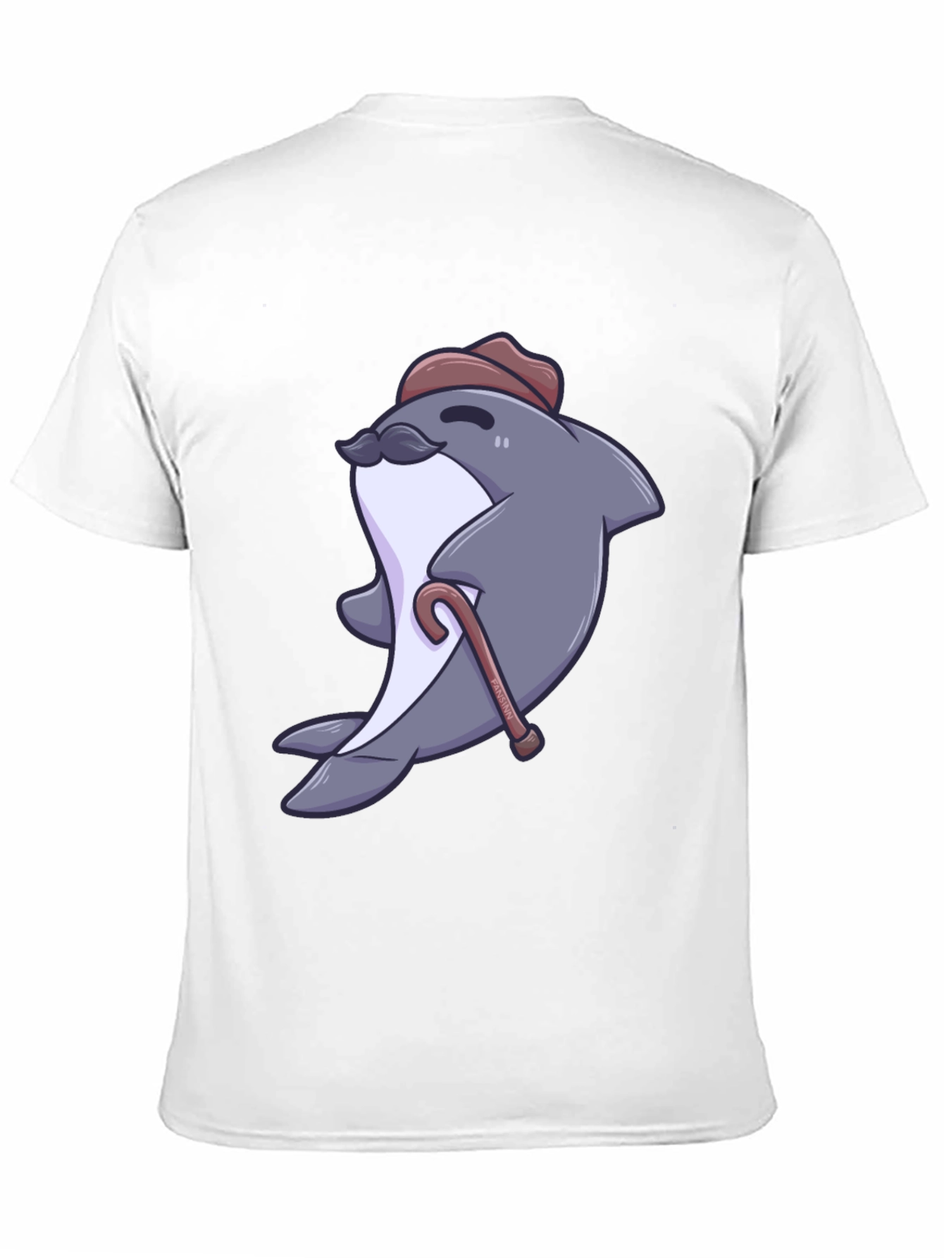 Black Dapper Dolphin T-Shirt - Cartoon Character Tee view 11