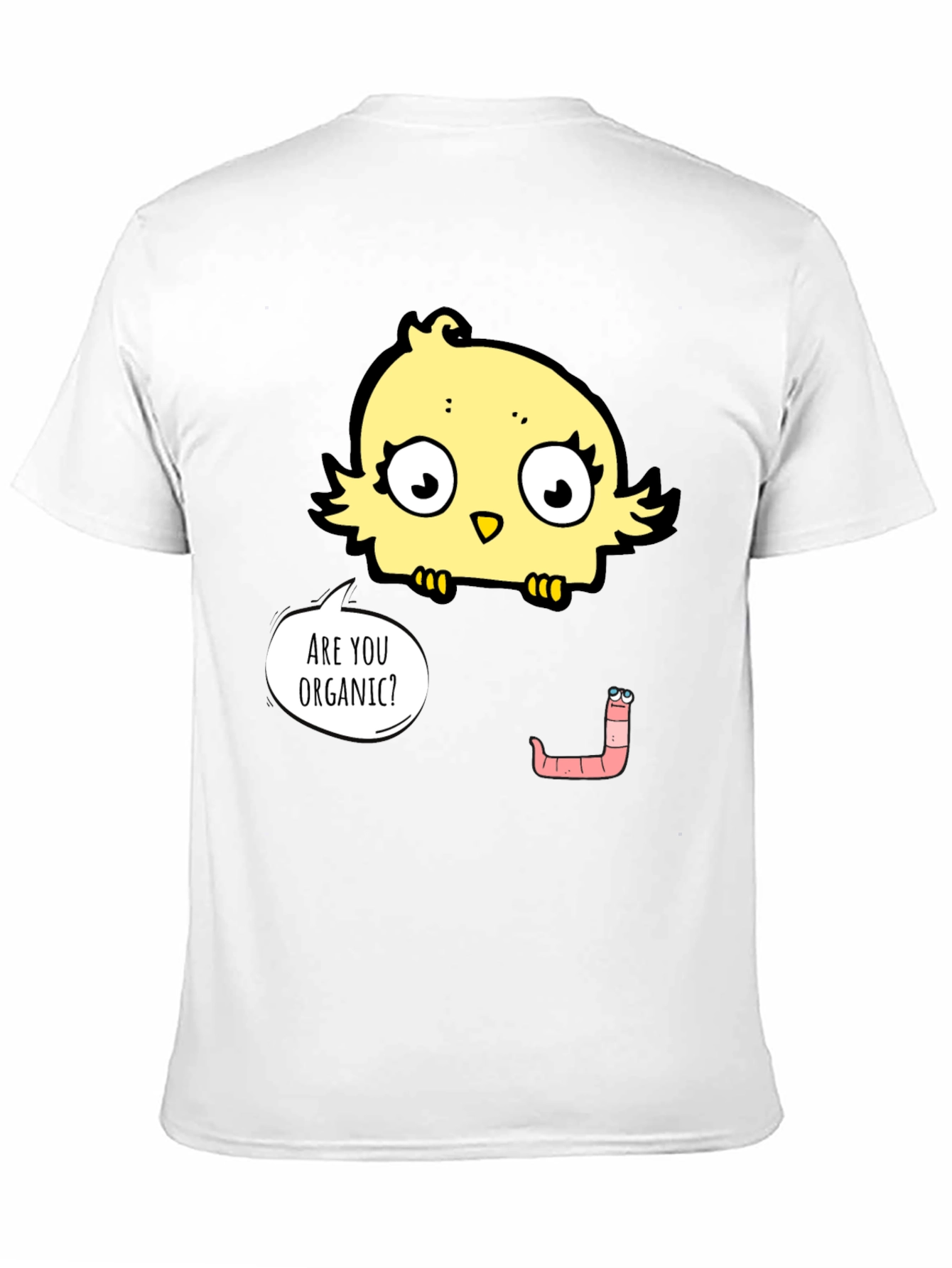 Black Organic Humor T-Shirt: Funny Chick & Worm Tee view 11