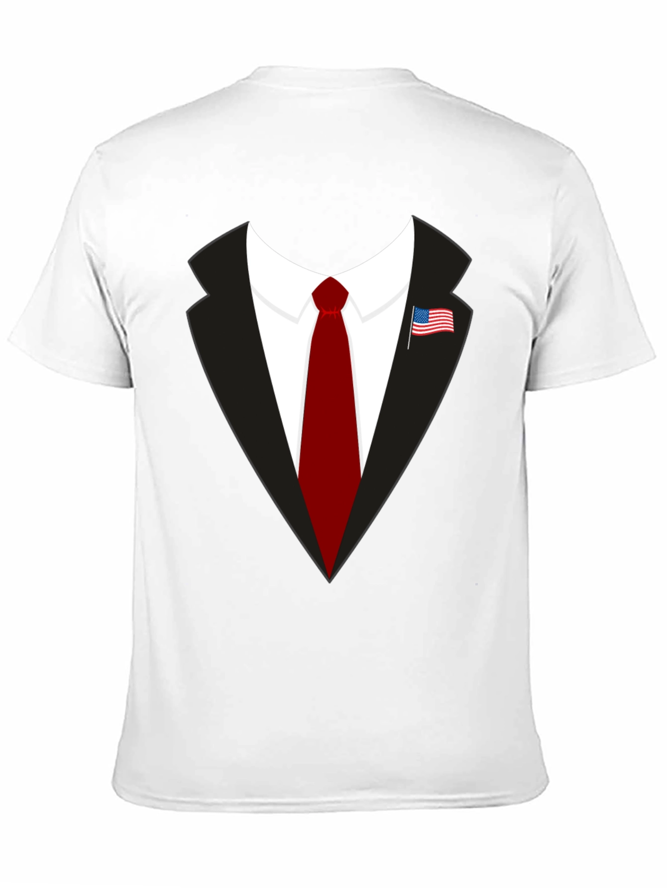 Black Suit & Tie Graphic Tee - Patriotic American Flag Pin view 11