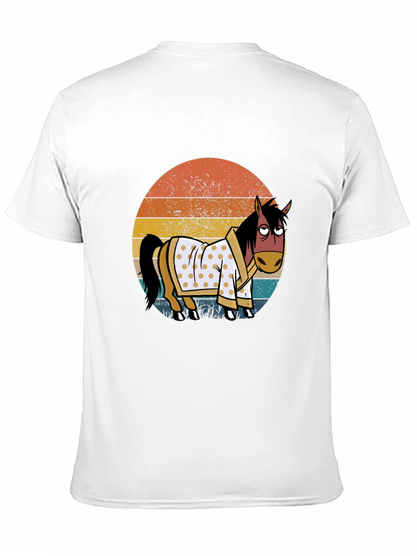 Black Retro Horse in Robe Graphic T-Shirt view 11