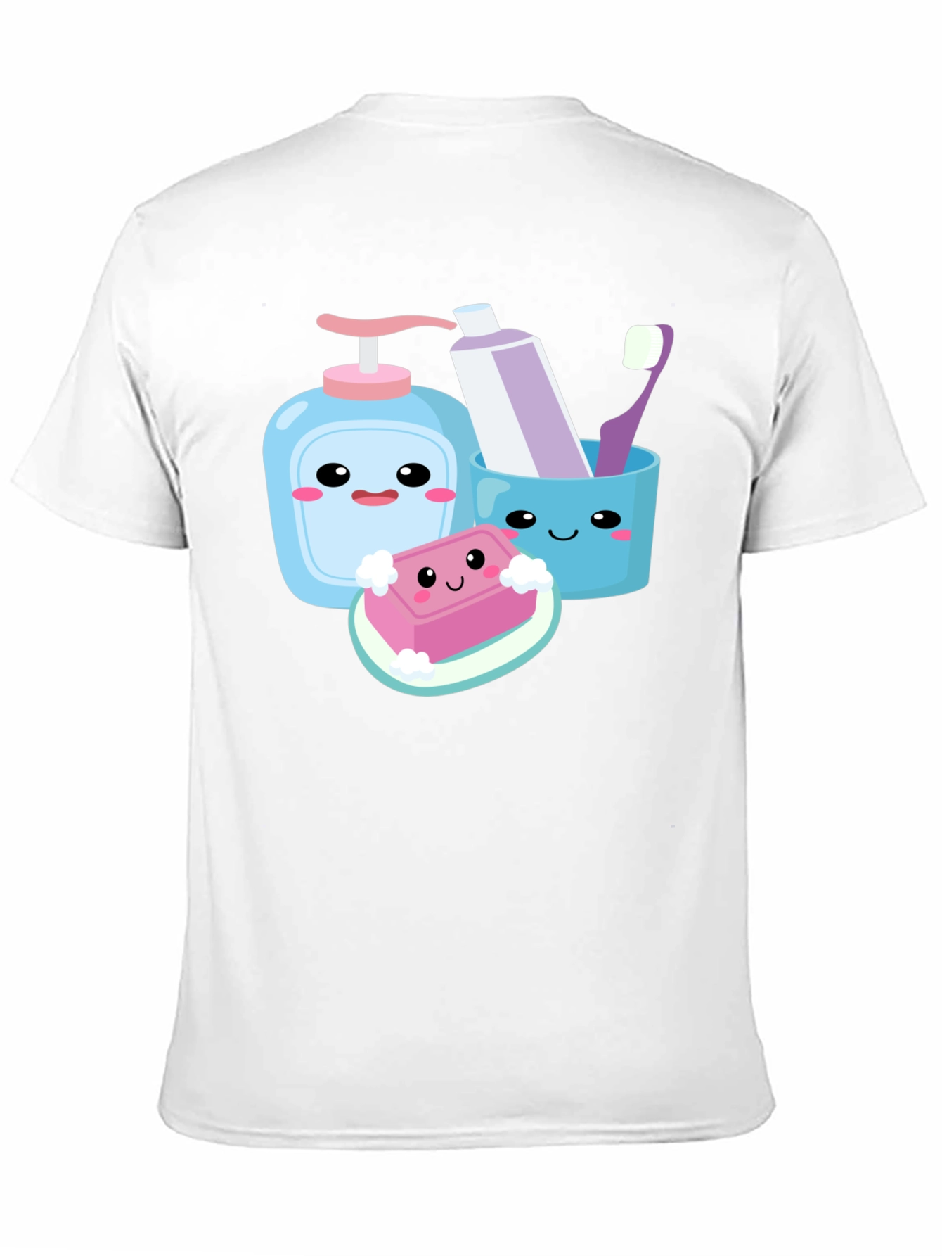 Black Kawaii Hygiene Cartoon Graphic T-Shirt view 11