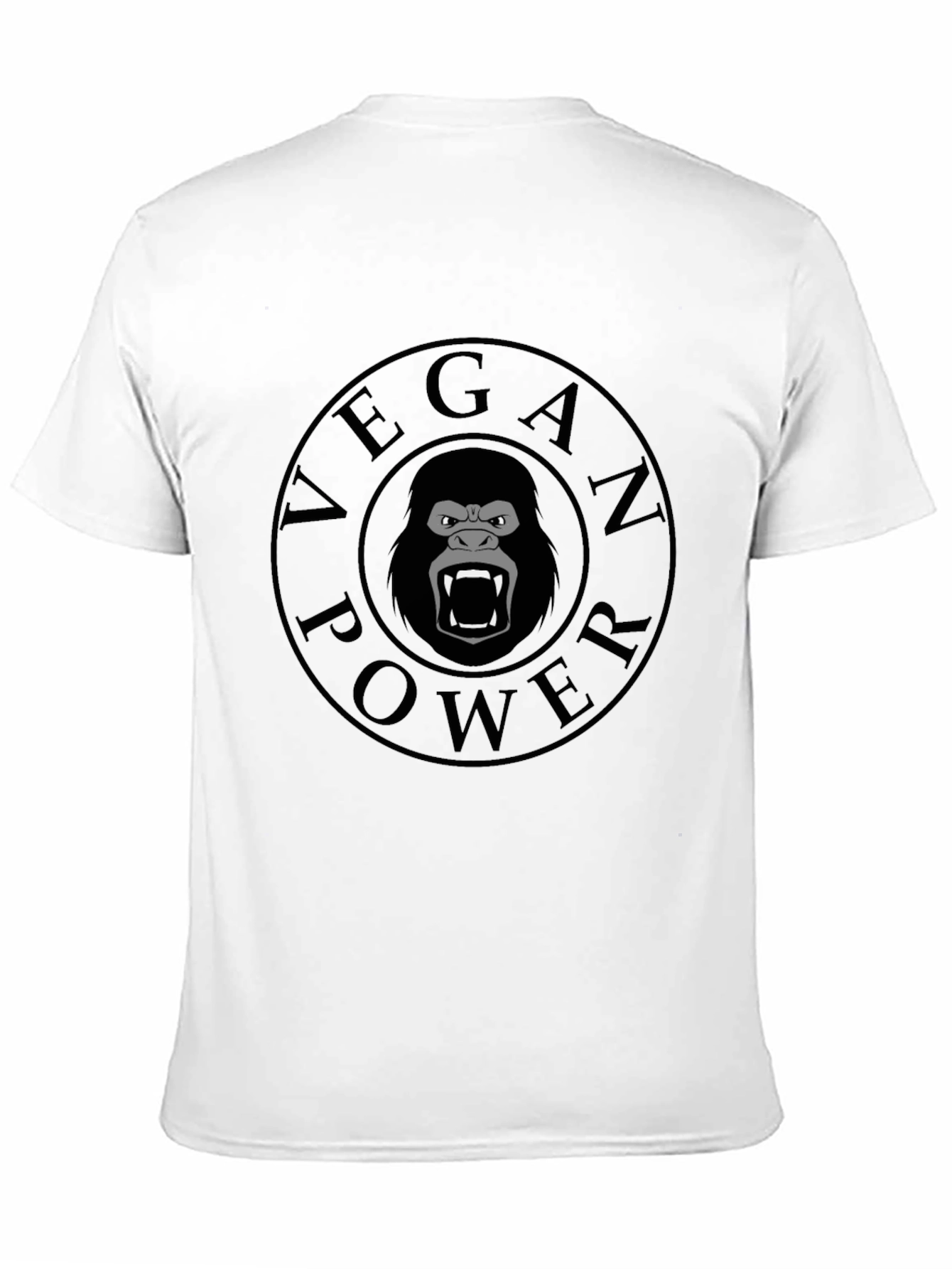 Black Vegan Power Gorilla T-Shirt - Black Crew Neck Tee view 11