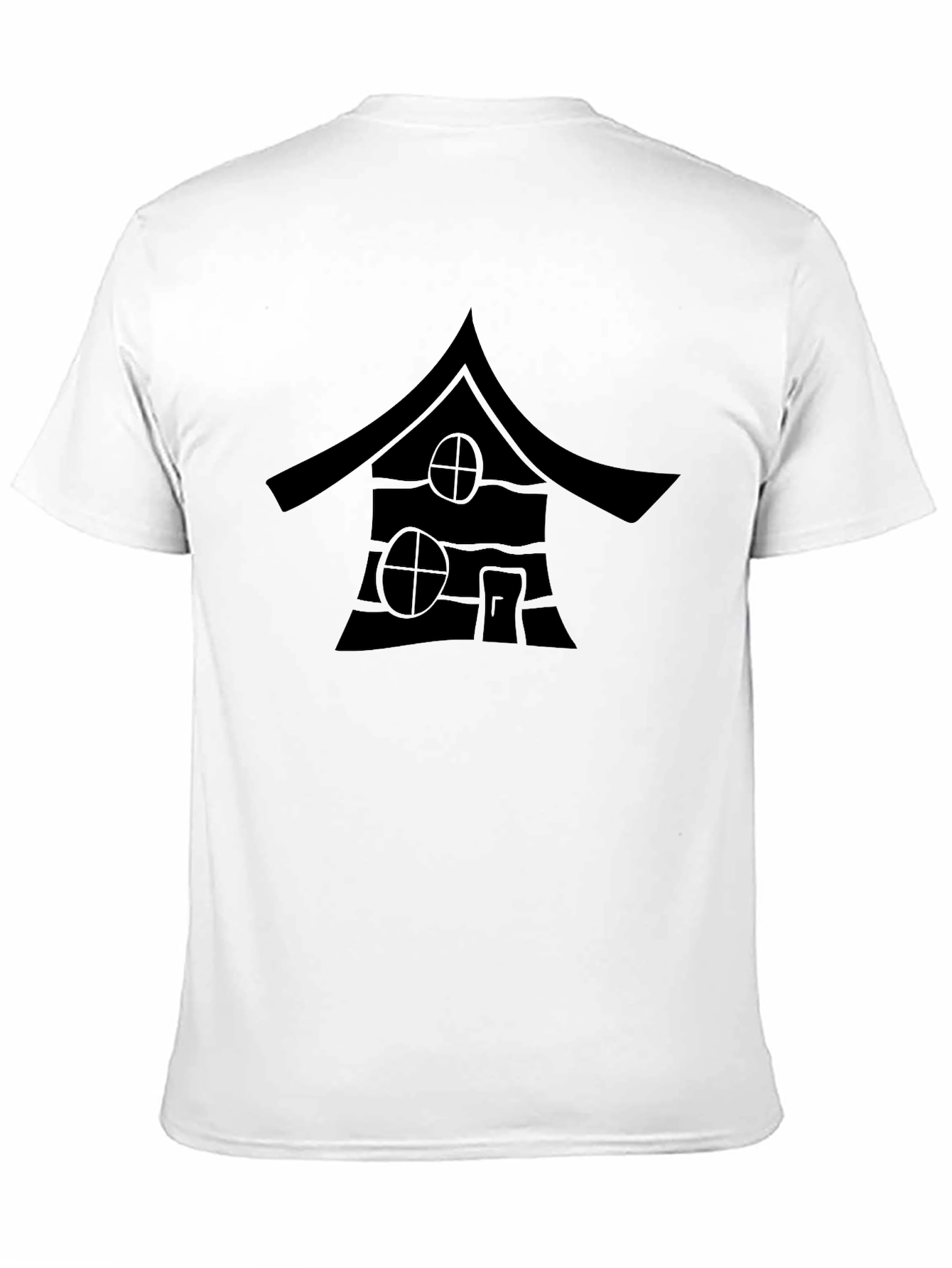 Black Black T-Shirt with Cabin Print view 11