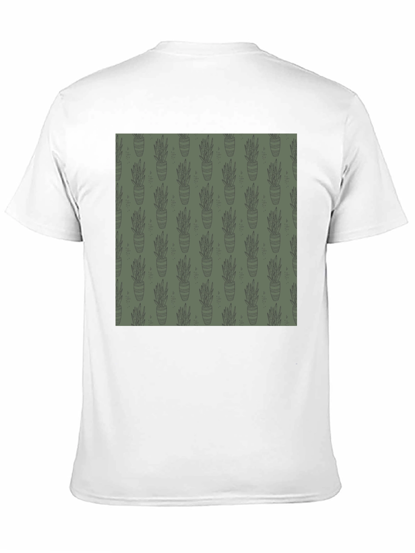 Black Unique Potted Plant Print T-Shirt view 11