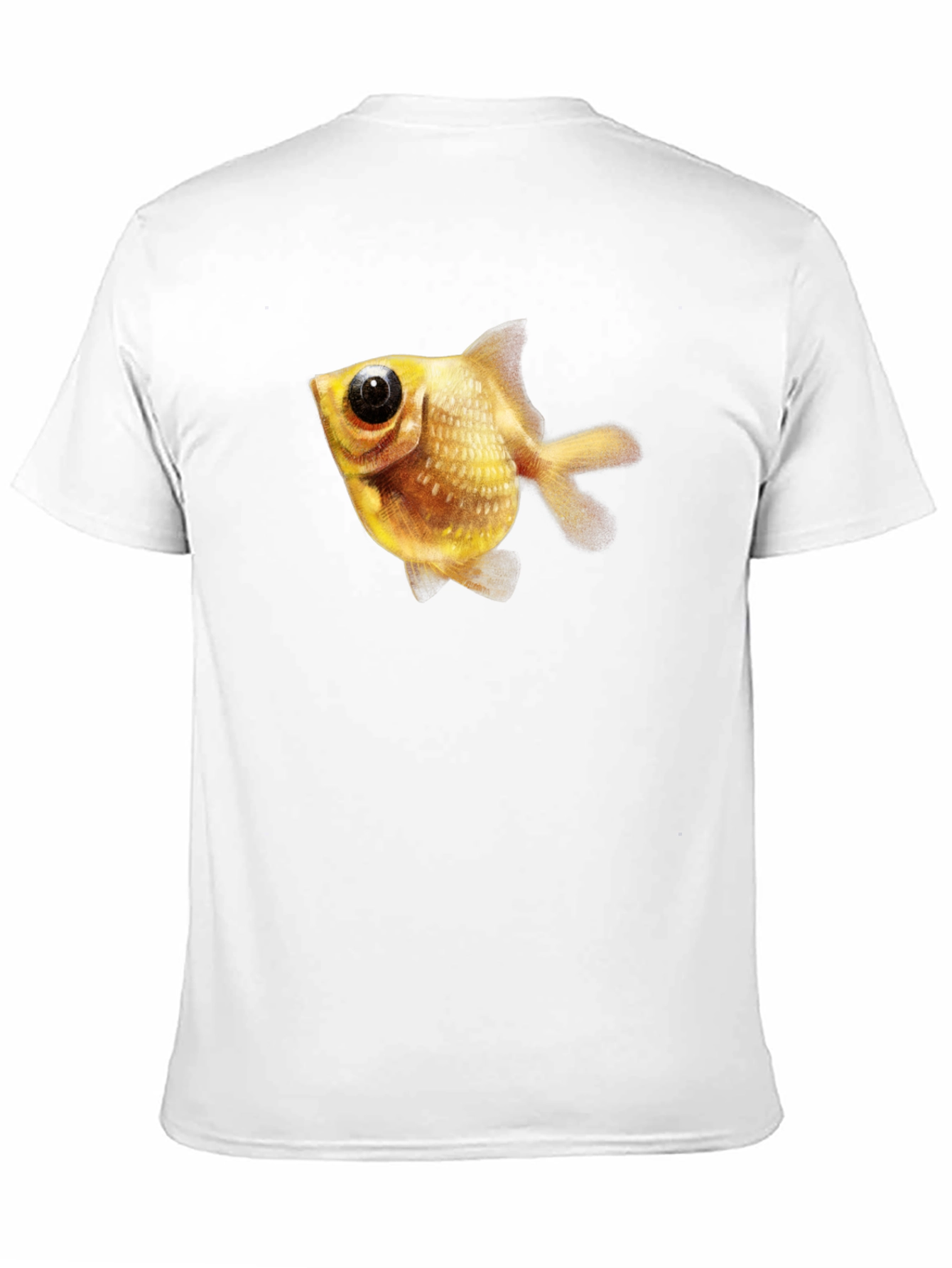 Black Men's Black T-Shirt with Goldfish Graphic view 11