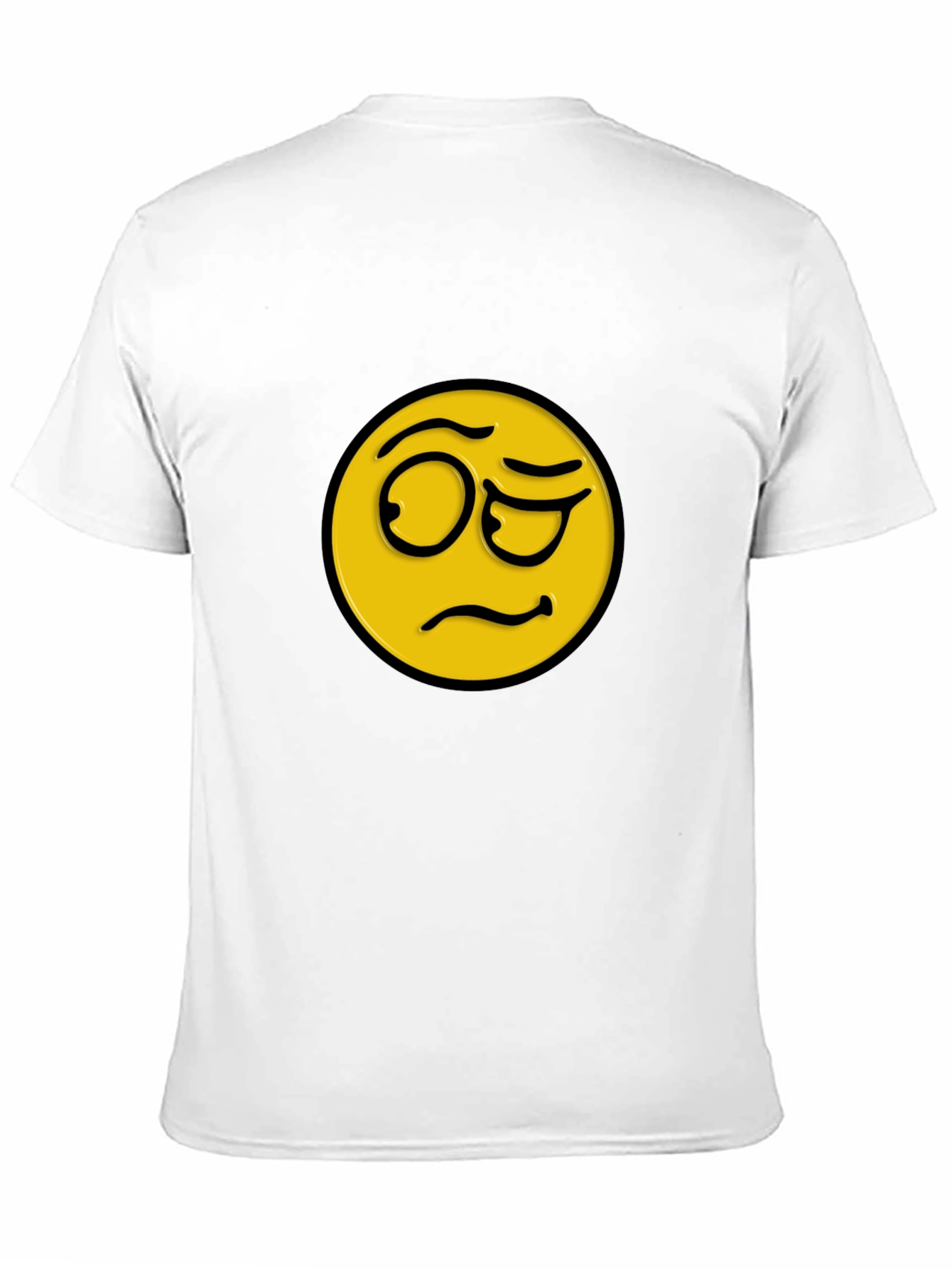 Black Skeptical Emoji Black Cotton T-Shirt view 11