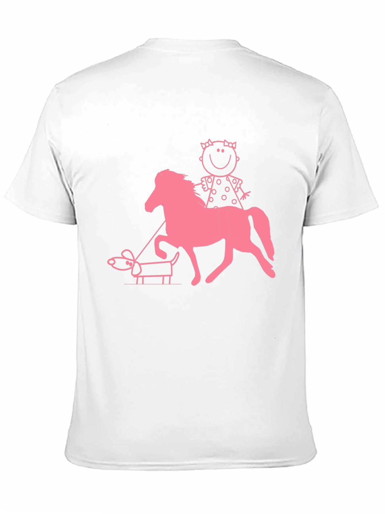 Black Playful Graphic Tee - Girl, Horse, and Dog Design view 11