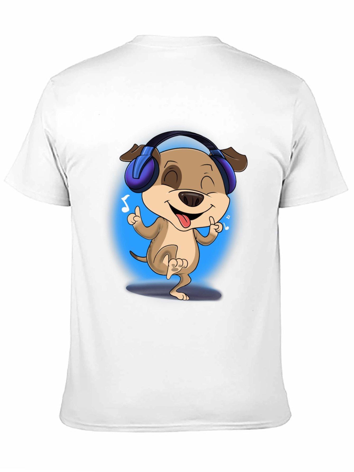 Black Cool Dog with Headphones Black T-Shirt view 11