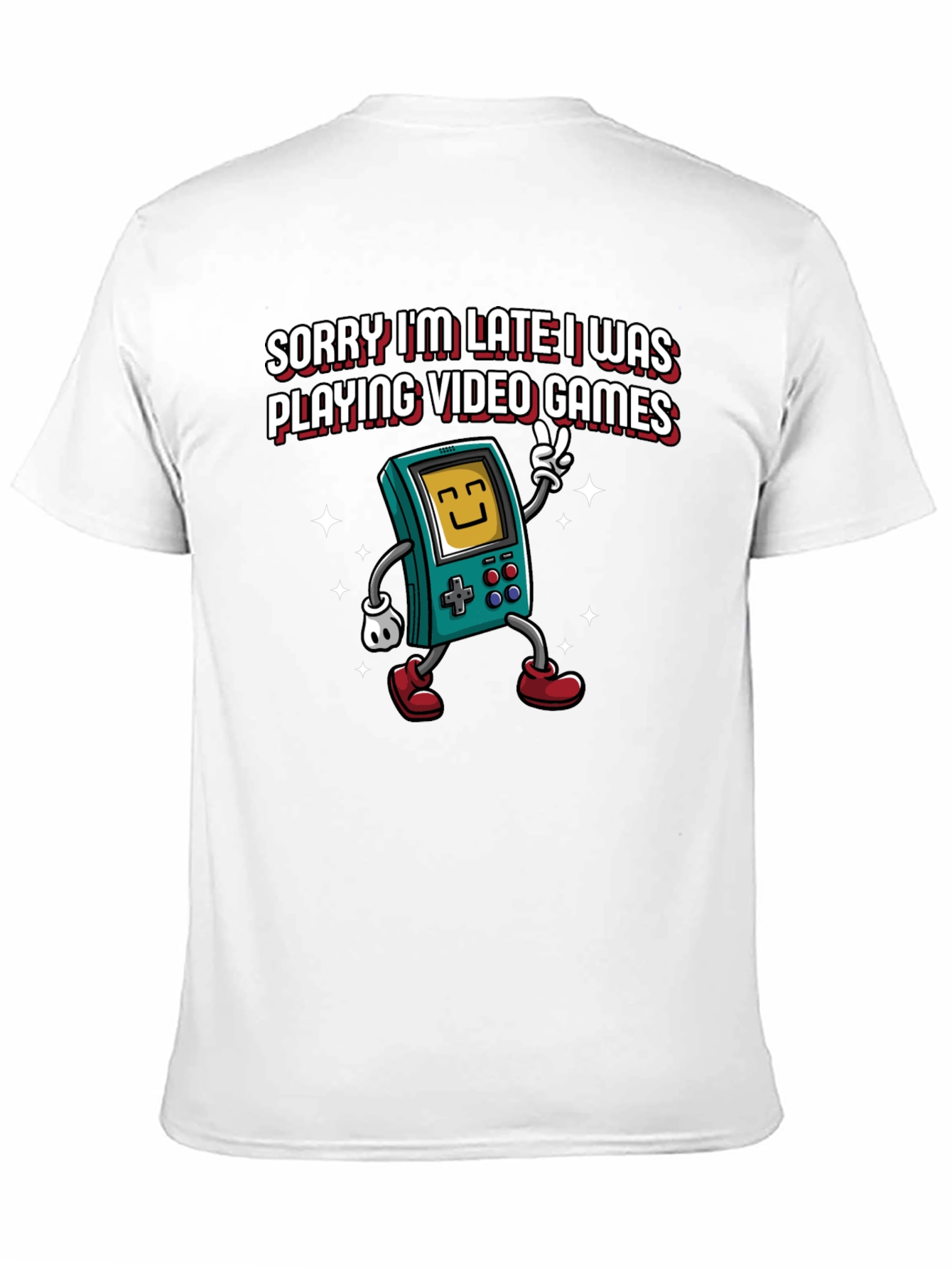 Black Sorry I'm Late Video Games Graphic Tee view 11