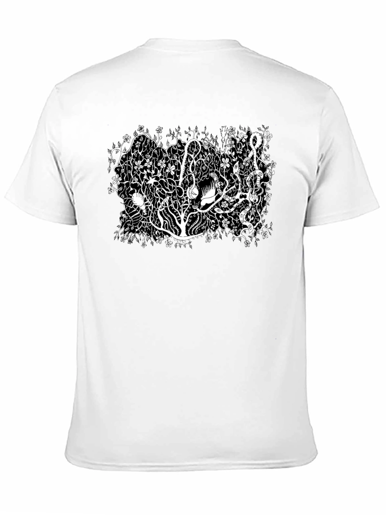 Black Botanical Black Tee - Unique Plant Life Design view 11
