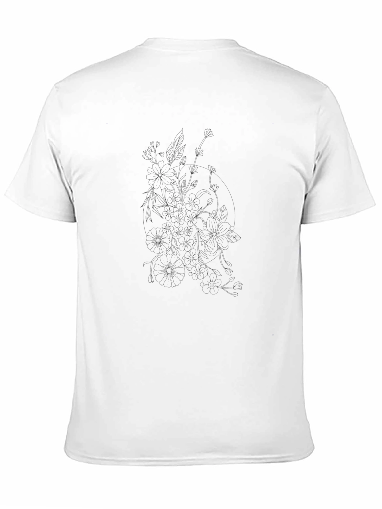 Black Black T-Shirt with Floral Line Art view 11
