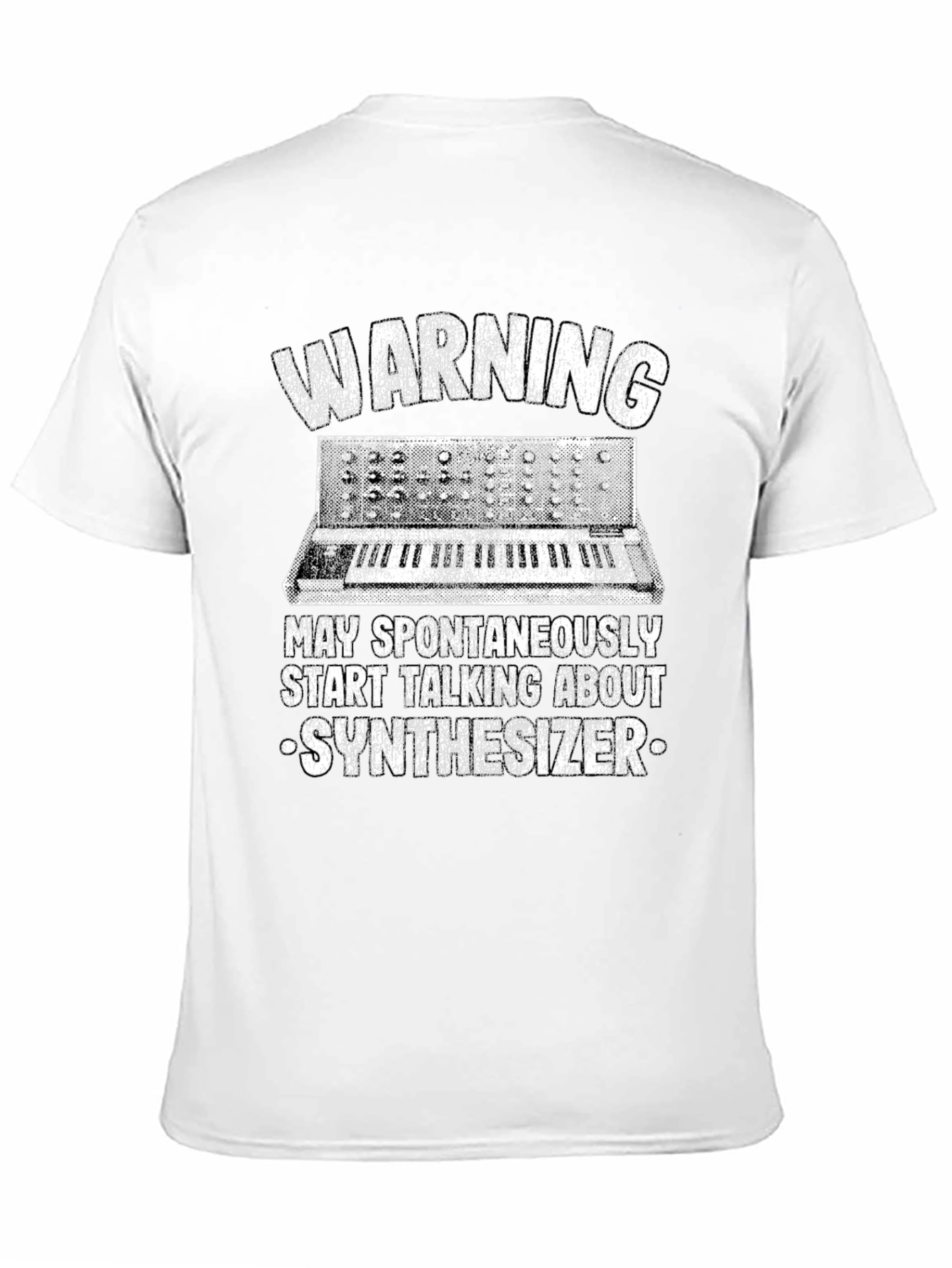 Black Warning: May Spontaneously Talk About Synthesizer T-Shirt view 11