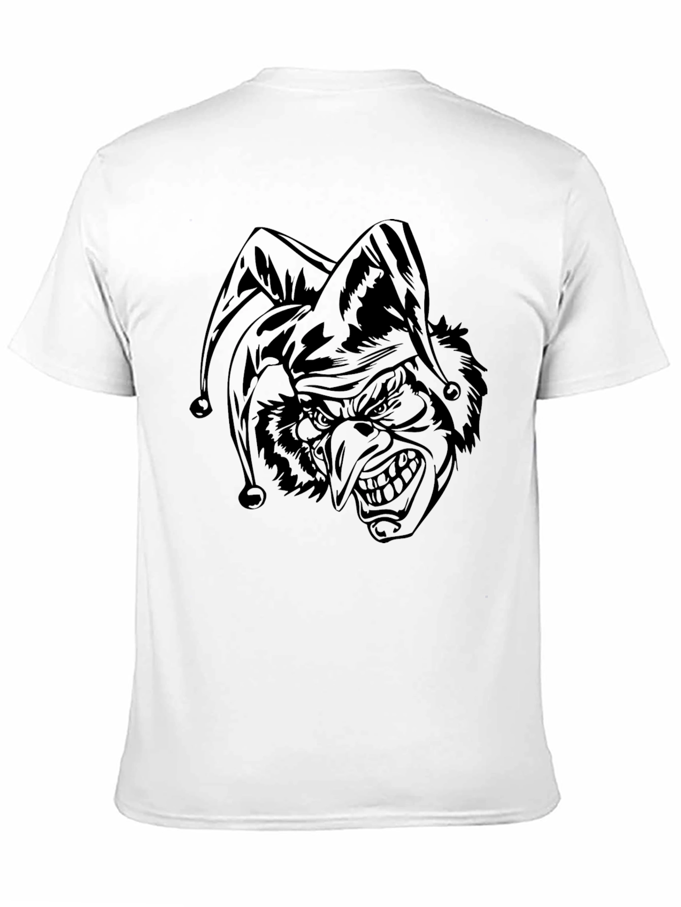 Black Men's Black T-Shirt with Jester Graphic view 11