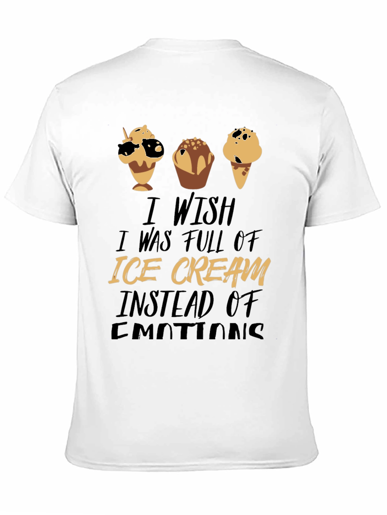 Black Ice Cream Emotions Black Graphic T-Shirt view 11