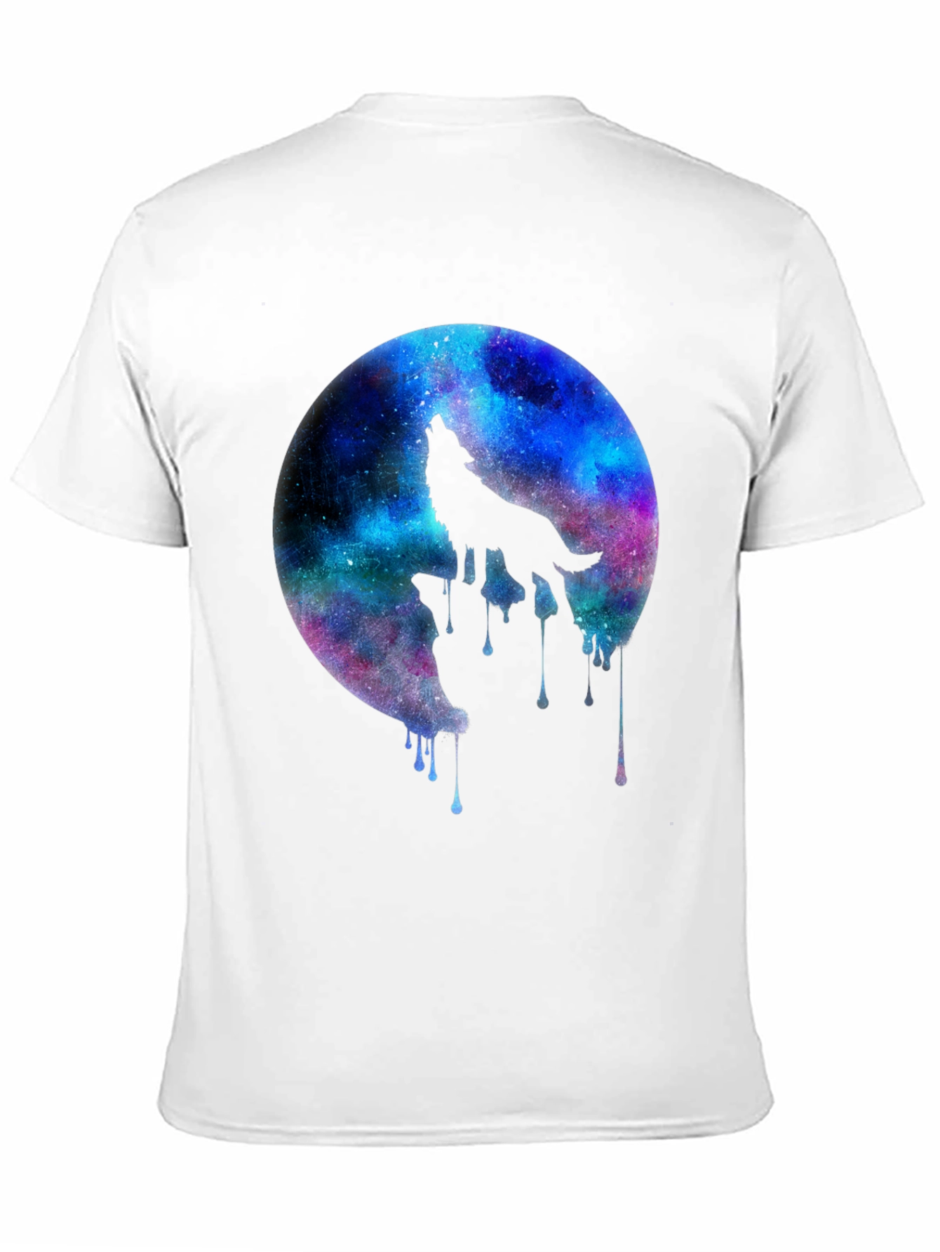 Black Galaxy Wolf Howl Black T-Shirt view 11