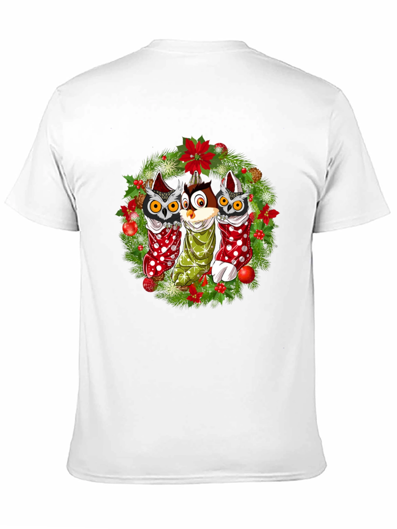 Black Christmas Owl T-Shirt Festive Holiday Design view 11