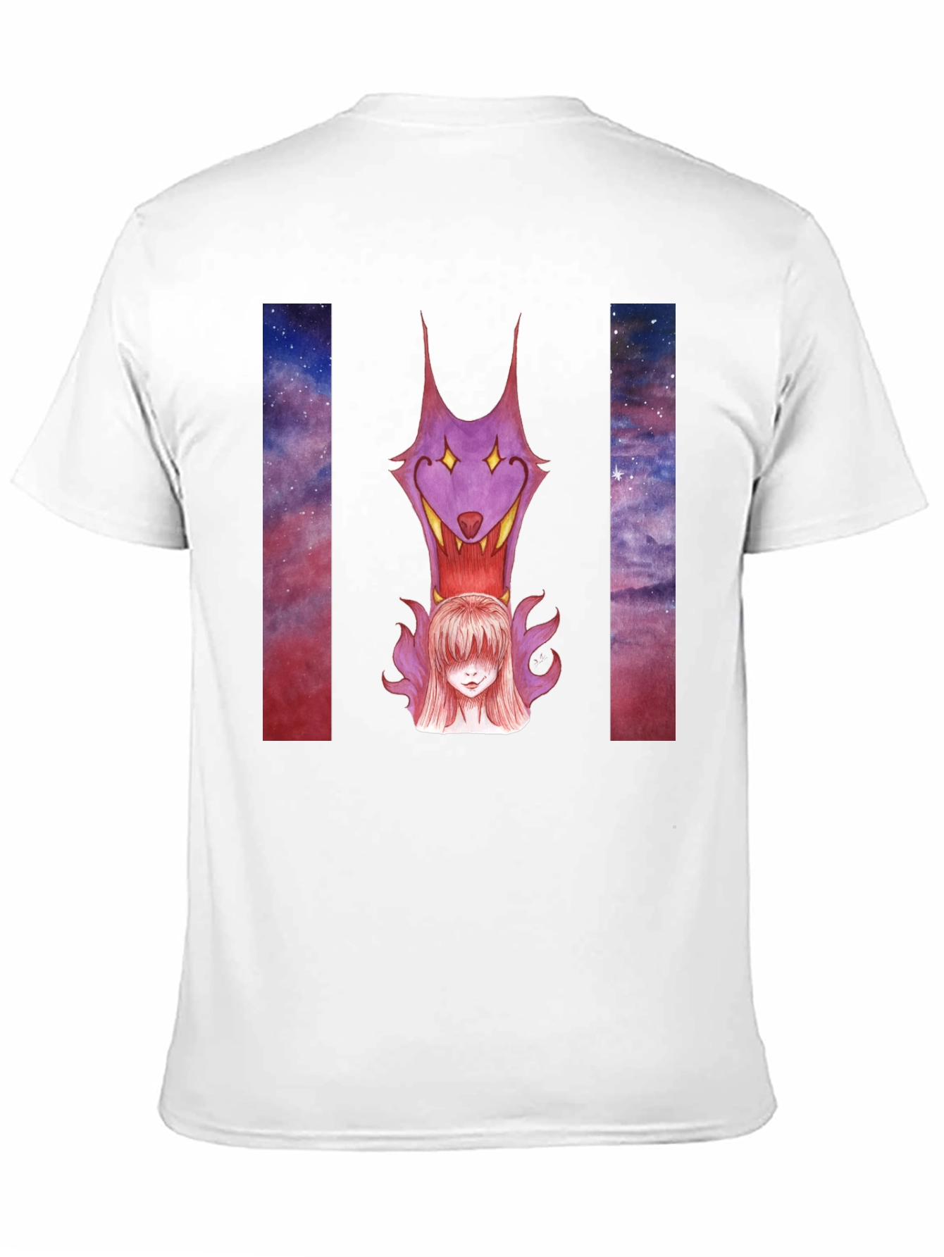 Black Wolf & Girl Graphic Print Black T-Shirt view 11