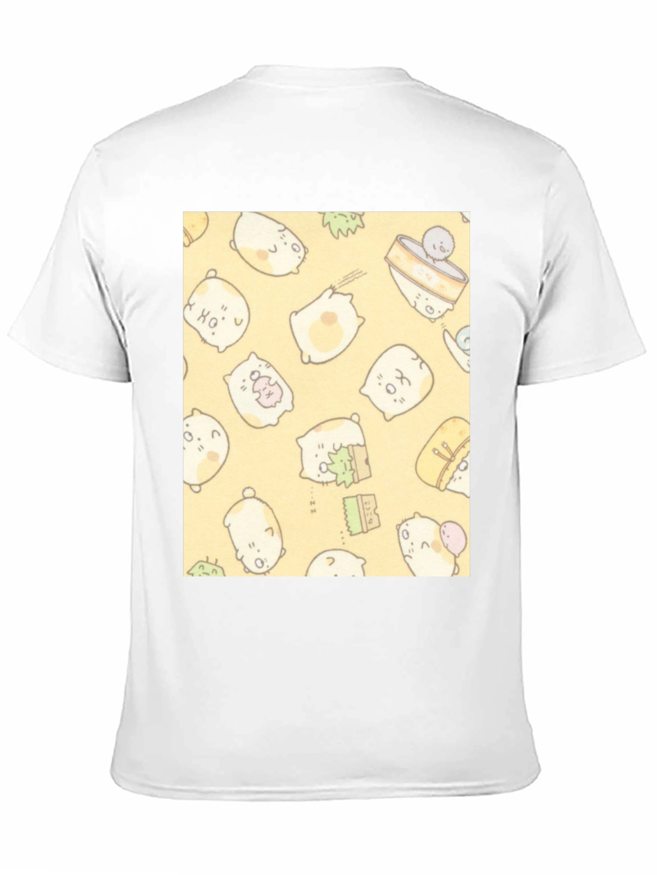 Black Kawaii Character Pattern T-Shirt - Black view 11